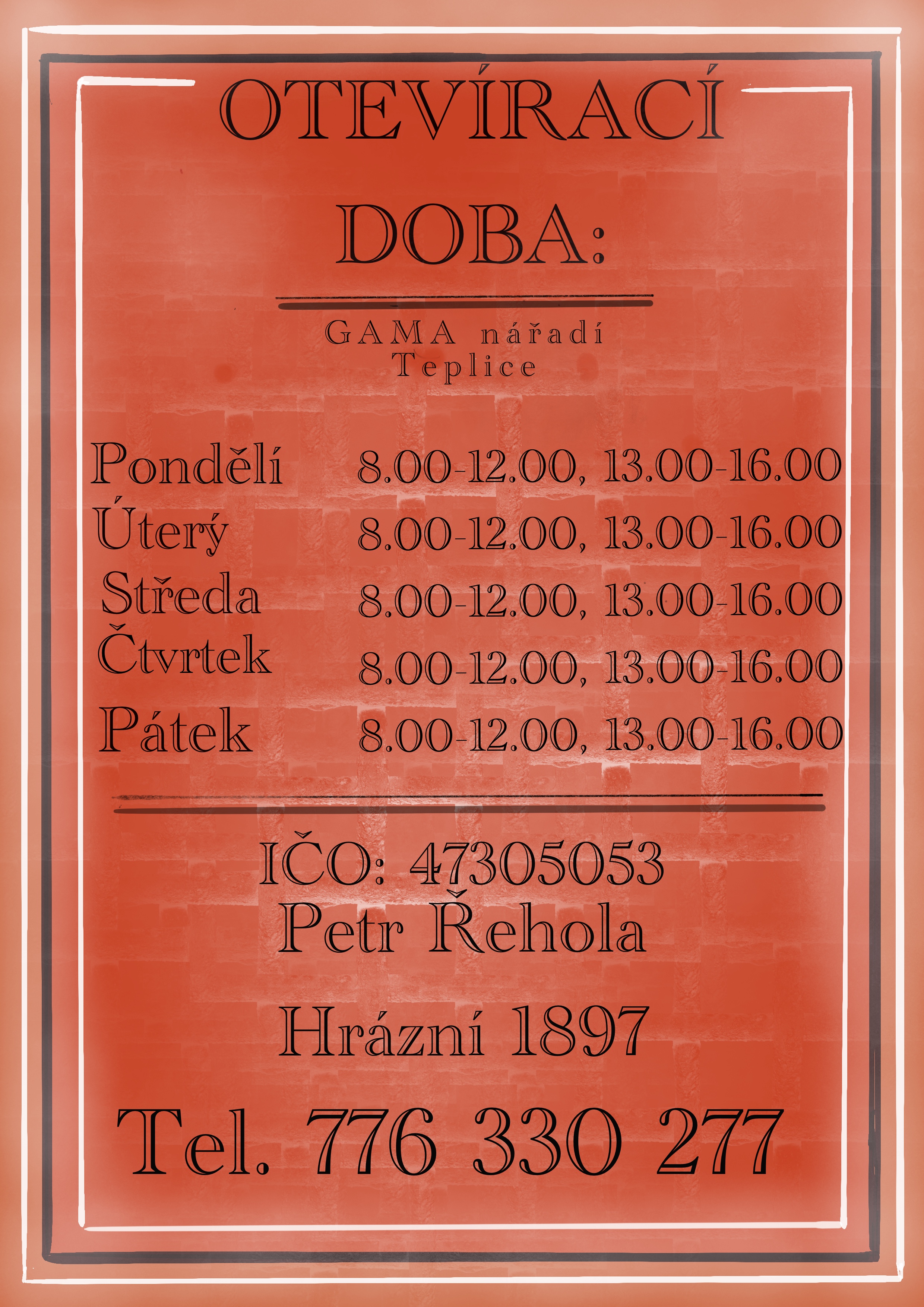 otevírací doba prodejny Gama nářadí profesional-club